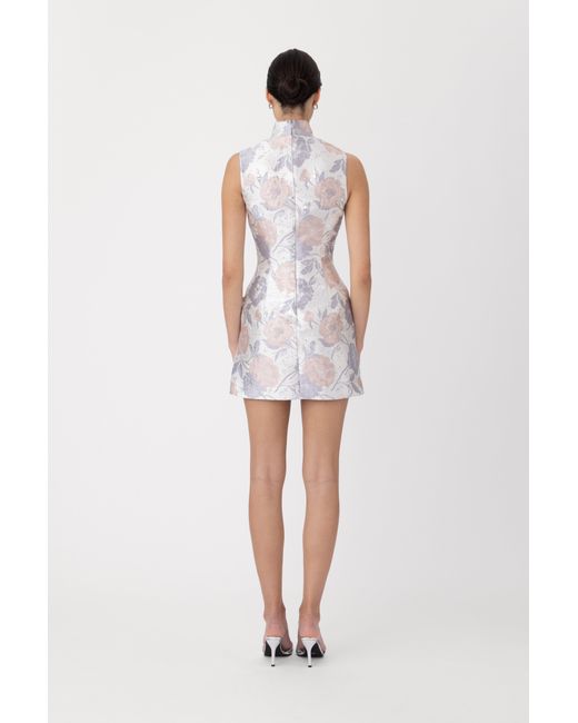SAU LEE White Ines Brocade Mini Dress