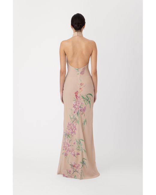 SAU LEE Natural Gillian Chiffon Dress