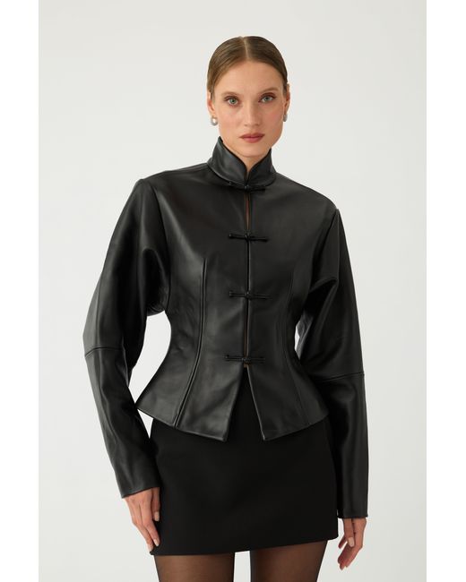 SAU LEE Brown Anton Leather Tang Jacket