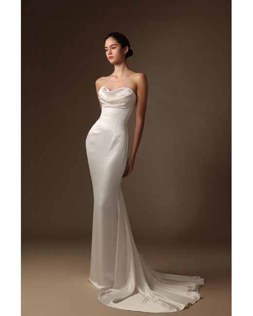 SAU LEE Brown Rianne Satin Gown