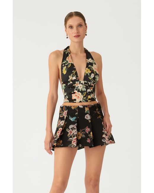 SAU LEE Black Miles Brocade Skirt