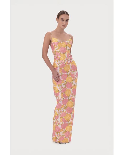 SAU LEE Natural Rosella Jacquard Gown