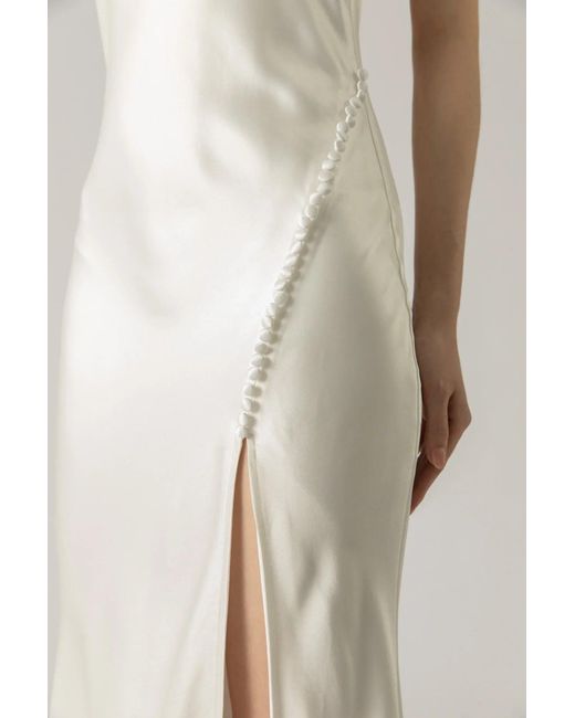 SAU LEE Natural Penelope Backless Satin Gown