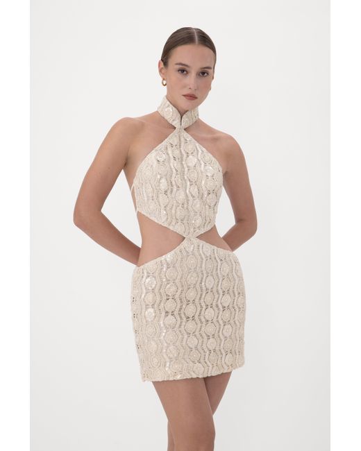 SAU LEE Blue Marlo Knit Mini Dress