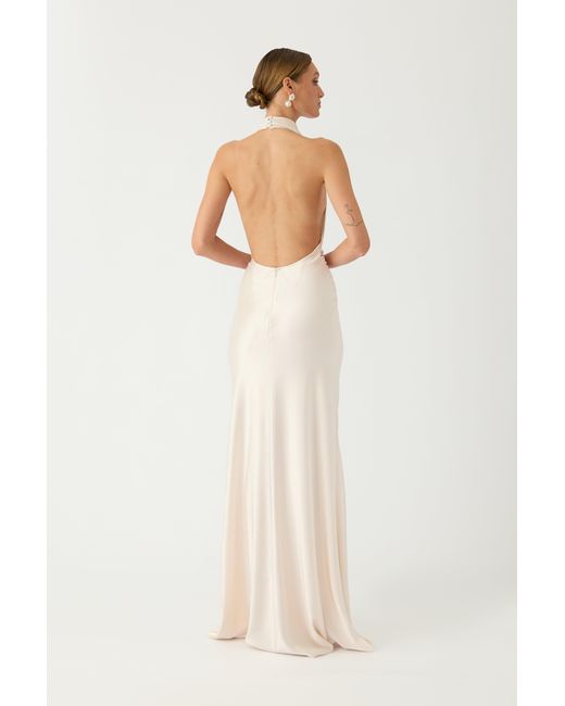 SAU LEE Natural Sabina Satin Gown