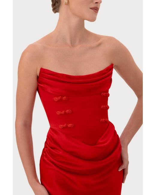 SAU LEE Red Margot Satin Gown