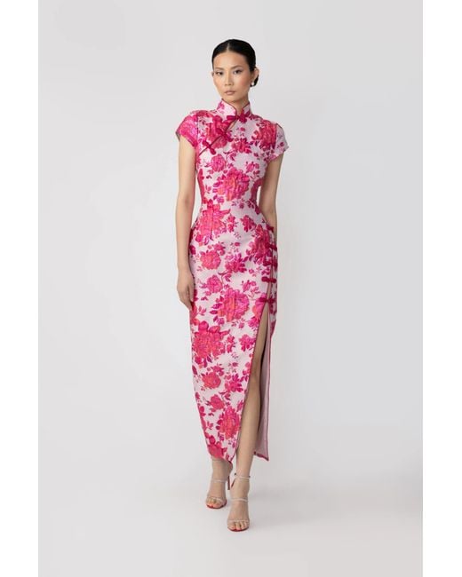 SAU LEE Pink Josephine Jacquard Dress