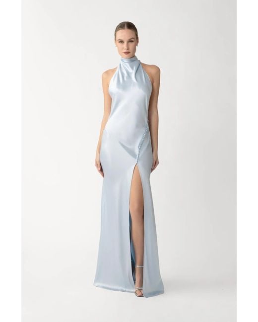 SAU LEE White Penelope Backless Satin Gown