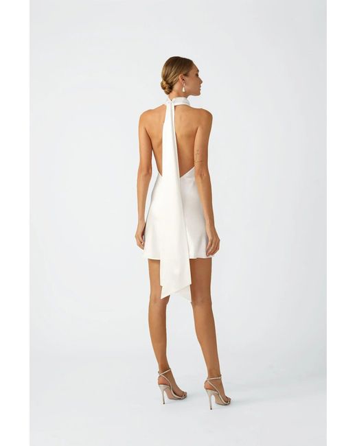 SAU LEE White Penny Backless Satin Mini Dress