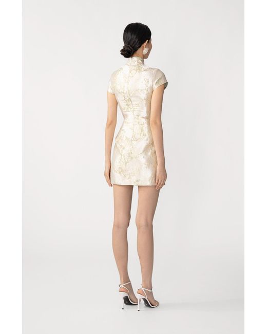 SAU LEE Natural Jada Jacquard Mini Dress
