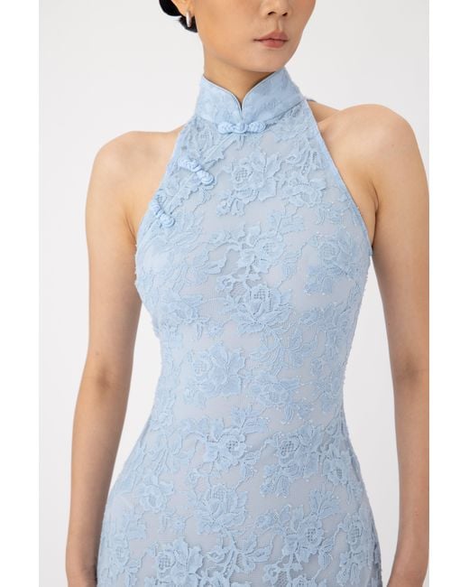 SAU LEE Blue Gillian Lace Dress