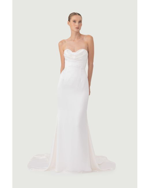 SAU LEE Brown Rianne Satin Gown