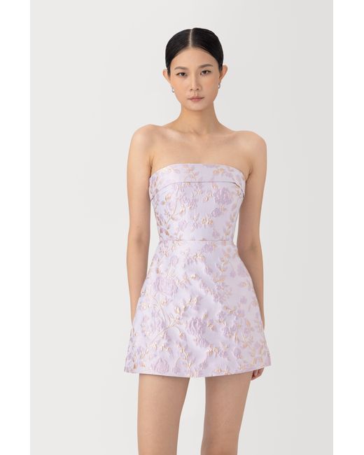 SAU LEE Blue Jodie Jacquard Mini Dress