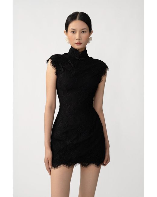 SAU LEE Black Sia Lace Mini Dress
