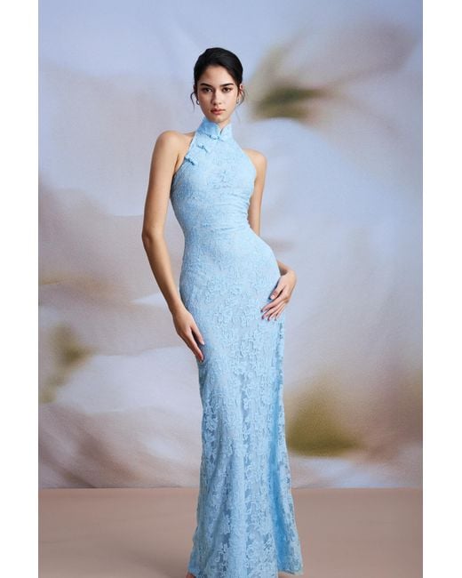 SAU LEE Blue Gillian Lace Dress