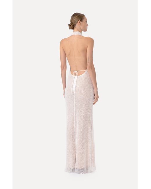 SAU LEE Brown Lindsay Beaded Gown