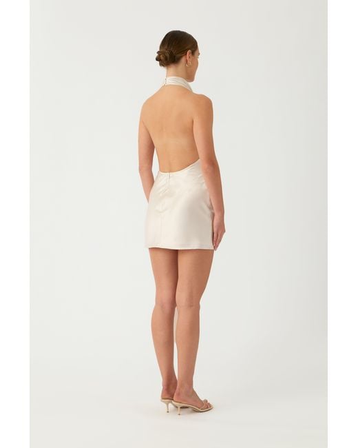 SAU LEE Natural Solene Satin Mini Dress