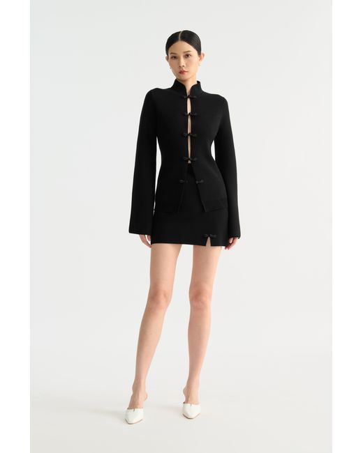 SAU LEE Black Otto Knit Skirt