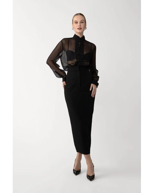 SAU LEE Black Fallon Silk Shirt
