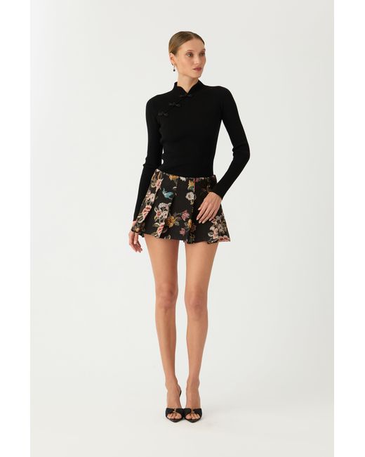 SAU LEE Black Miles Brocade Skirt