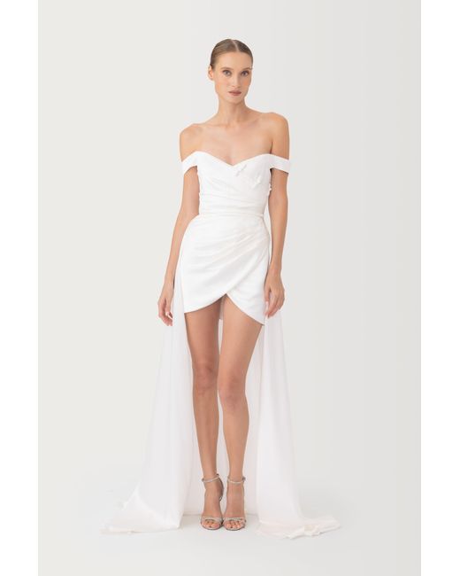 SAU LEE Brown Vittoria Satin Mini Dress