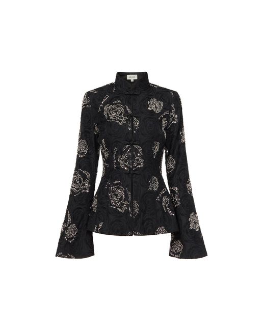 SAU LEE Black Azalea Embroidered Top