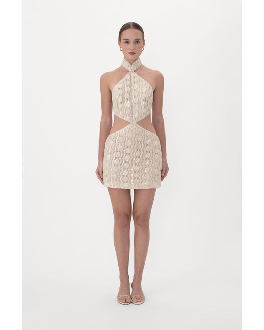 SAU LEE Blue Marlo Knit Mini Dress