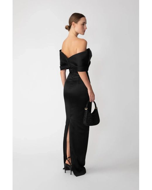 SAU LEE Black Paloma Satin Gown