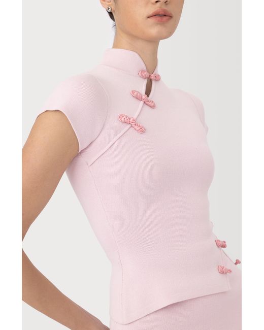 SAU LEE Pink Chase Knit Top