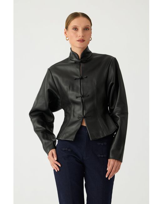 SAU LEE Brown Anton Leather Tang Jacket