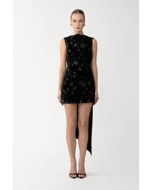 SAU LEE Black Winter Velvet Mini Dress