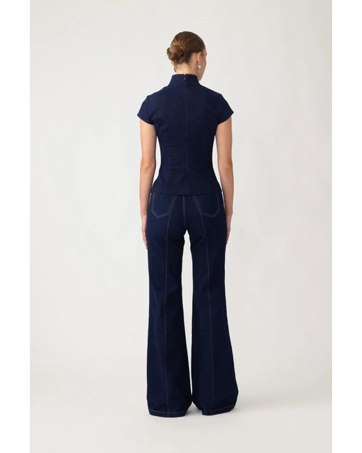 SAU LEE Blue Iris Denim Top