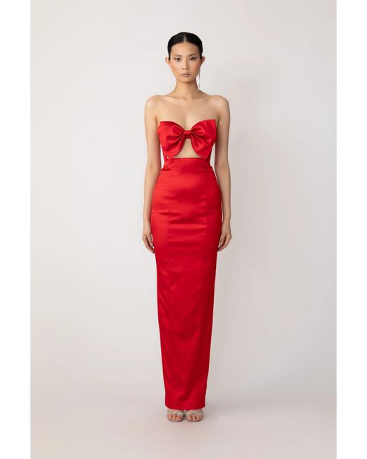 SAU LEE Red Esther Strapless Gown