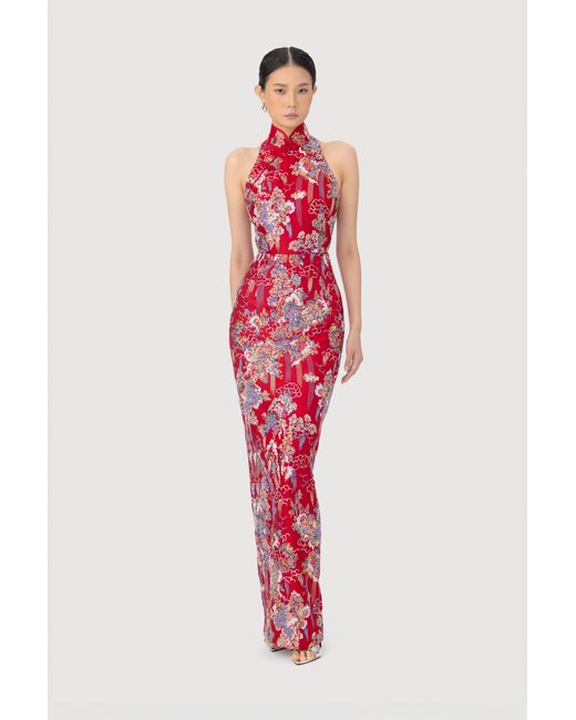 SAU LEE Jillian Embroidered Gown