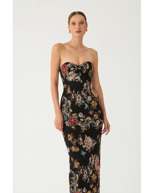 SAU LEE Brown Maren Brocade Gown