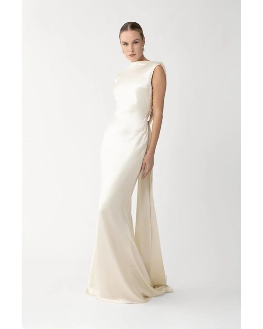 SAU LEE Natural Cassandra Satin Gown
