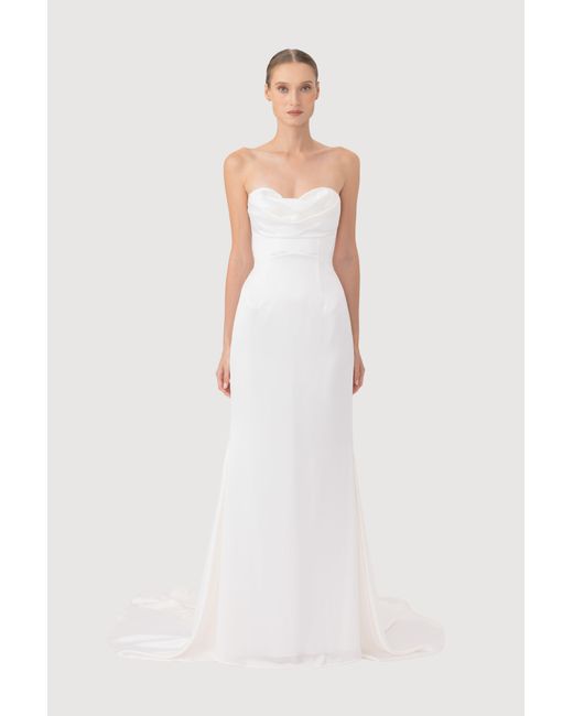 SAU LEE Brown Rianne Satin Gown