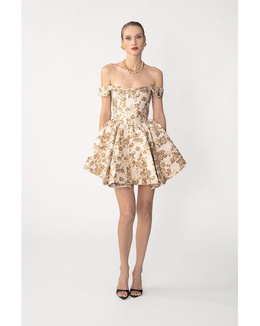 SAU LEE Natural Jem Brocade Mini Dress