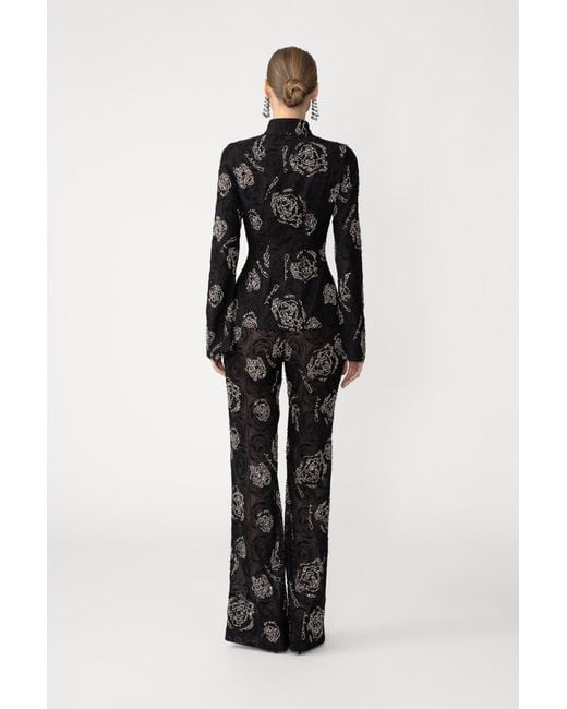 SAU LEE Black Azalea Embroidered Top