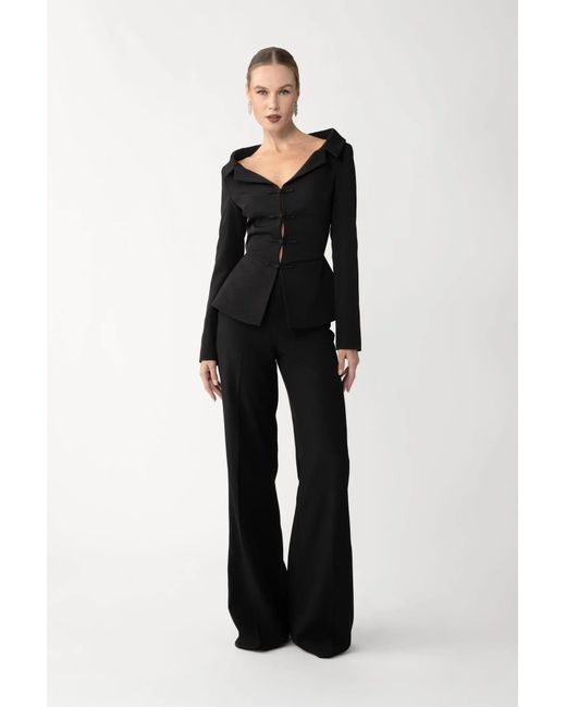 SAU LEE Black Niope Crepe Pant