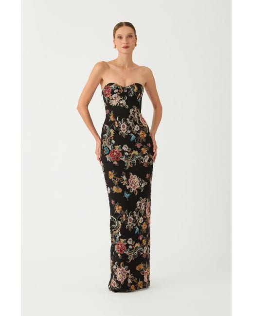 SAU LEE Brown Maren Brocade Gown