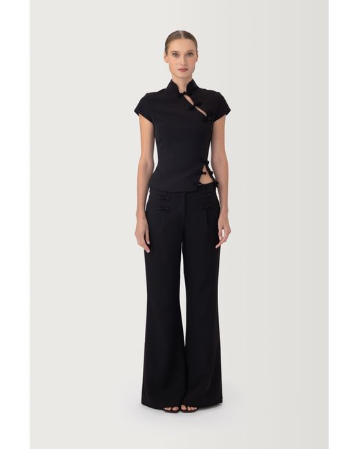 SAU LEE Black Iris Crepe Top