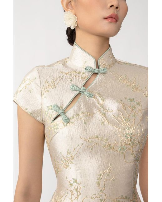 SAU LEE Natural Jada Jacquard Mini Dress