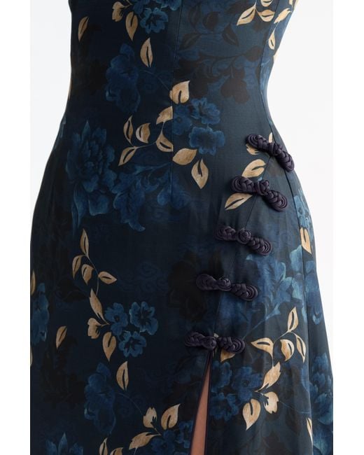 SAU LEE Blue Victoria Satin Dress