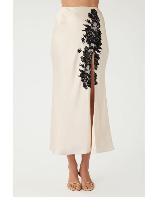 SAU LEE Black Elva Satin Skirt