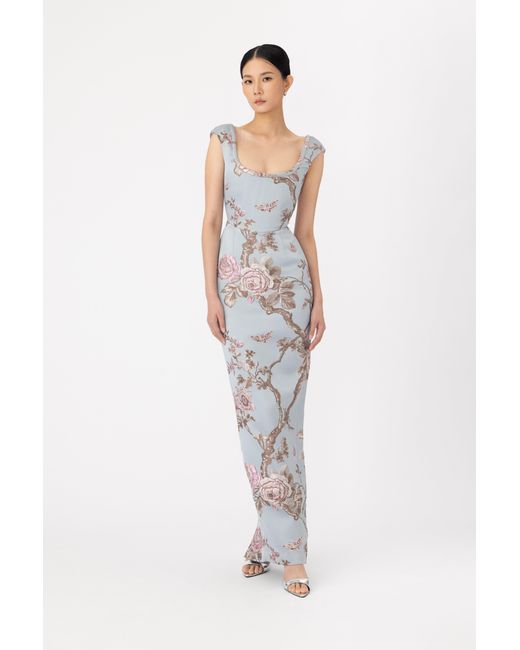 SAU LEE White Brooke Brocade Gown