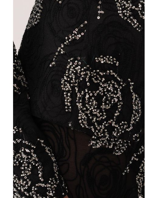 SAU LEE Black Azalea Embroidered Top