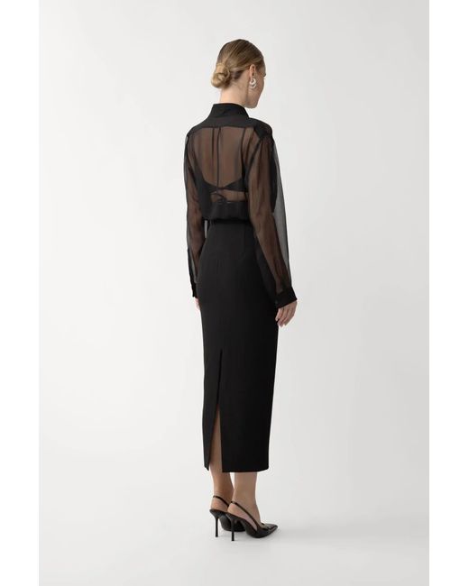 SAU LEE Black Fallon Silk Shirt