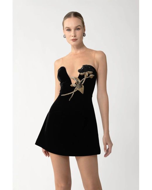 SAU LEE Black Aria Mini Dress