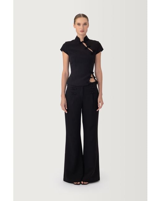 SAU LEE Black Iris Crepe Top